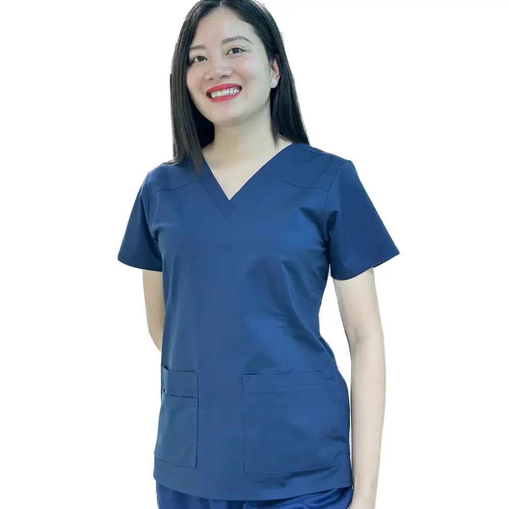 Offerta speciale camicia da Scrub uniforme ospedaliera a prezzo di fabbrica-uniformi medico Scrub da SAOMAI FMF Vietnam-colore blu Navy