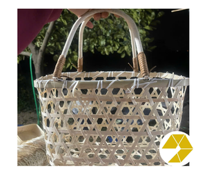 Cesta de Picnic de bambú portátil, caja de Material ecológico Natural tejida a mano para almacenamiento de alimentos, cesta de Picnic de bambú para diversión al aire libre, esencial - Product Image 5