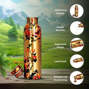 Botella de agua de cobre puro con diseños impresos personalizados de calidad superior para beber para adultos, hogar, oficina, viaje, uso koi - Product Image 5