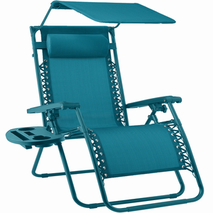 Sedia a Sdraio Pieghevole da Esterno Regolabile per Campeggio, Viaggi, Spiaggia, Piscina, con Tettuccio <span class=keywords><strong>Parasole</strong></span> e Funzione Zero Gravity - Product Image 2