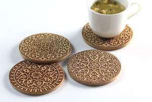 Sous-verre carré en bois de style classique, fait main, résistant à la chaleur, écologique et durable, pour servir le thé à la maison, au restaurant, au bar, à l'hôtel - Product Image 3