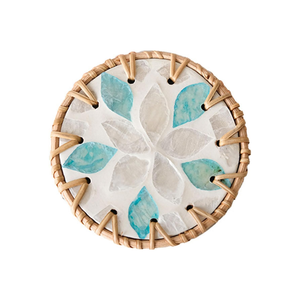 High Quality Modern Mother of Pearl Inlay Rattan <b>Coasters</b> for <b>Drinks</b> Handmade by Vietnamese Artisans Wholesalers - Product Image 2