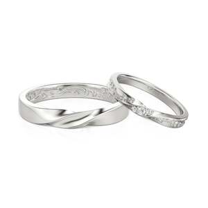 Jeulia Nature Inspired Twisted Rhodium Plated Sterling <b>Silver</b> <b>Couple</b> Engagement <b>Ring</b> Set - Product Image 1