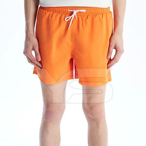 Pantalones cortos de playa de algodón 100% para hombre, pantalones cortos deportivos de calle informal con cordón más cerca, cintura media, patrón sólido, longitud corta - Product Image 6