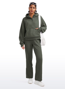 Jersey de lana de manga larga con media cremallera, Tops personalizados con bolsillos de canguro, suéter holgado con media cremallera, sudaderas cálidas para mujer - Product Image 2