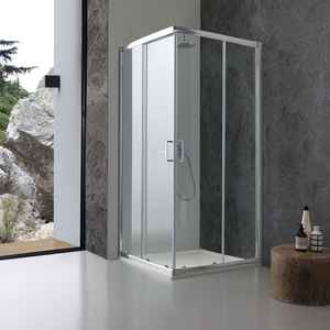 Box Doccia Quadrato Genoa 90x90 con Vetro Temperato Trasparente da 6mm, Apertura a Cerniera, Design Contemporaneo, Facile da Pulire per Bagno - Product Image 1
