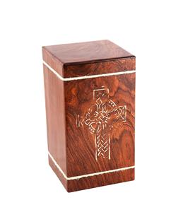 Rosewood Cremation <b>Urns</b> for Human Ashes Adult <b>Large</b> - Wooden Burial <b>Urn</b> for Columbarium (250 Cubic Inches - RW Celtic Cross - 2) - Product Image 4