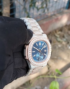 Montres mécaniques automatiques de luxe pour hommes Pateker Philippers avec cadran en moissanite glacé, fenêtre en verre, testeur de diamants approuvé, style charmant - Product Image 2