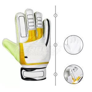Guantes de portero OEM personalizables de alta calidad para adultos hechos en Pakistán con su propio logotipo con cuero de calidad - Product Image 5