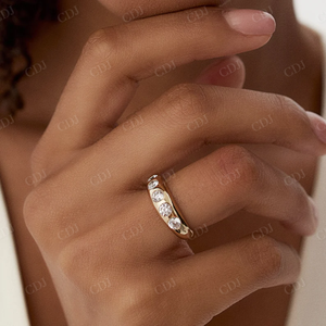 Anillo de Boda Grueso de Oro Sólido de 14k con Diamante Cultivado en Laboratorio de Lujo, Estilo Gitano Clásico, 0.90CTW, Certificado IGI, Apilable, para Mujer - Product Image 5