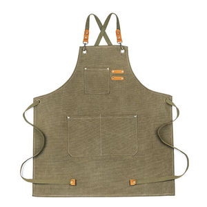 Tablier en toile de coton OEM avec logo personnalisé Tablier de cuisine pour chef cuisinier résistant à l'abrasion extra épais à plusieurs poches pour le travail - Product Image 5
