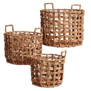 Panier de rangement en jacinthe d'eau naturelle faite à la main très recherché et le plus vendu avec poignées pour la décoration intérieure au Vietnam. - Product Image 1