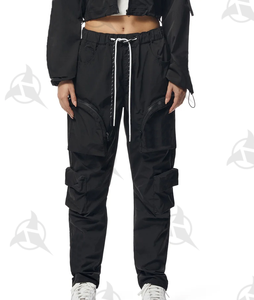 Conjunto de Pantalones Cargo y Chaqueta Cortavientos de Nylon con Cremallera Completa, Estilo Vintage con Logotipo Personalizado, para Mujer, Talla Grande, Ropa de Calle - Product Image 4