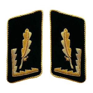 Oem Custom Fabric With <b>Gold</b> Bullion Embroidery With Snap Brass Button and Brass Clip Uniform Gorget Collar Tabs Collar Patches - Product Image 1