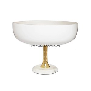 Lujoso cuenco para Mezclar alimentos de mármol blanco con soporte de Metal chapado en oro, centro de mesa para bodas y centros turísticos, cuenco para comida, cocina - Product Image 1