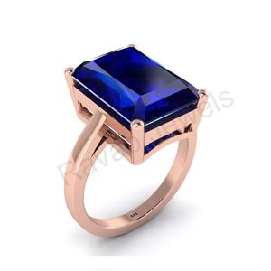 2025 recién llegado fino 925 sello lapislázuli Rectangular anillo de piedras preciosas de boda 10x14mm punta eternidad Vermeil hecho India boda - Product Image 4