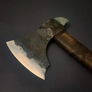 Hacha Burraq Personalizada de 19.5 Pulgadas, Acero al Carbono, Mango de Madera de Palisandro, Funda de Cuero, para Campamento, Aire Libre, Hecha a Mano, Estilo Industrial, para Cortar Madera - Product Image 2