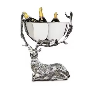 Reindeer Sculpture With Champagne Bowl with Handles Metal Wine Bottle Holder for Hotel Wedding Party Serving Elegant <b>Bar</b> Set - Product Image 1
