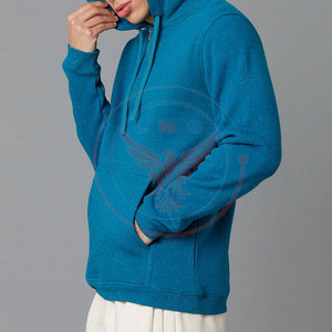 OEM Service Solid Customized Logo Winter <b>Men</b> <b>Half</b>-<b>Zip</b> <b>Fleece</b> Hoodies Cotton Blended Latest Design Made in Pakistan - Product Image 5