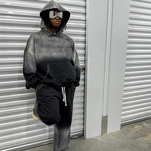 ชุดวอร์มผ้าฝ้าย100% โอเวอร์ไซส์ของผู้ชายชุดวอร์มซักได้สำหรับฤดูใบไม้ผลิเนื้อผ้าระบายอากาศได้ดีชุดใส่ด้านนอกประดับพลอยเทียมออกแบบได้ตามต้องการ - Product Image 5