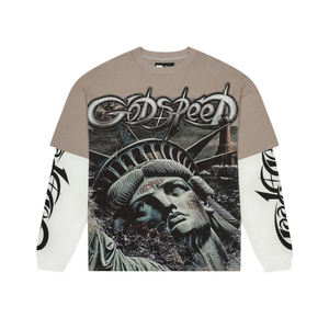 Wholesale Double Sleeve T-<b>Shirts</b> Customize Top Quality Heavyweight <b>Men's</b> <b>Shirts</b> - Product Image 3