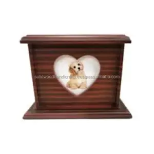 Hochwertige Pet Memorial Funeral Urns Box Holz dekorative Urne für Hund Katze Großhandel Haustier Urnen mit Foto