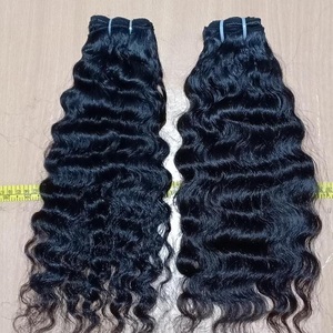 Extensiones de Cabello Humano Remy Indio, Ondulado Profundo, Doble Trama, Tejido a Máquina, Cabello Virgen, Color Negro, Cutícula Completamente Alineada - Product Image 5