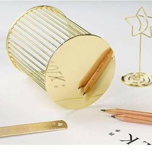 Portalápices de metal dorado hecho a mano, organizador de escritorio de color personalizado de diseño redondo para suministros de oficina y configuración de mesa elegante - Product Image 4