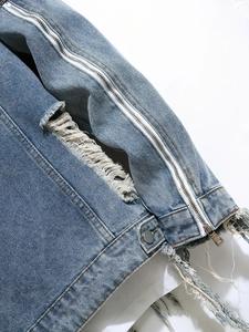 Vente en gros de vêtements pour hommes veste en denim vieilli à la mode pour hommes personnalisée avec patchwork avec logo de qualité supérieure à bas prix - Product Image 6