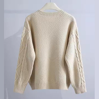 Pull en tricot brodé pour femme, décontracté, automne-hiver, manches longues, épaules tombantes, col rond, 100% coton, séchage rapide, boutonné