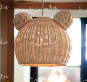 Elegante oso ratán sombra de techo hecho a mano ratán colgante pantalla colgante candelabro decorativo para habitación de niños guardería - Product Image 6
