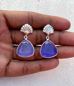 Boucle d'oreille en tanzanite faite à la main en argent sterling 925, beaux bijoux pour femmes, bijoux en tanzanite - Product Image 3