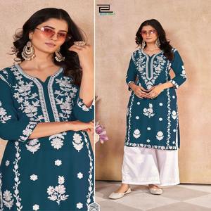 Hot Selling Rayon With Embroidery Kurti And Plazzo Manufacturer And Supplier From India At Lowest Rate - Product Image 1