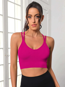 สปอร์ตบราผ้ากำมะหยี่ปักลายสำหรับผู้หญิงเสื้อครอปโชว์หลังไซส์พิเศษเล่นฟิตเนสวิ่งเล่นโยคะ - Product Image 2