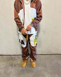 Personnalisé Hommes Deux Pièces Coupe-Vent Veste Courte Patchwork Zip Up Nylon Streetwear Survêtement Survêtement Coupe-Vent Ensemble Court - Product Image 2