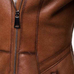 OEM Mejor estilo Nueva mujer Shearling Chaqueta de piel de cuero natural en Shearling Estilo Chaqueta de cuero Nuevo diseño - Product Image 4