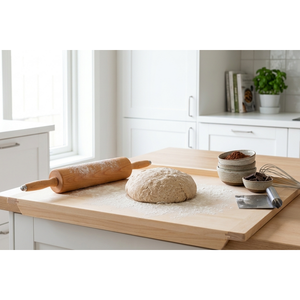 Rouleau à pâtisserie professionnel en bois de hêtre avec roulements à billes, finition poncée, 60/70/80 cm, grand rouleau à pâte, vente en gros, logo personnalisable - Product Image 2