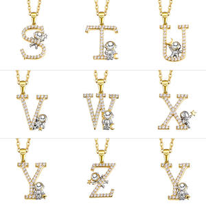 Jeulia Roaming Space Personalized Astronaut Sterling <b>Silver</b> <b>Initial</b> <b>Necklace</b> - Product Image 3