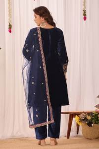 Salwar Kameez en velours de viscose spécial Eid Ramzan, Kurta droit pakistanais personnalisable, robe pantalon, prêt pour les fêtes d'hiver, Bollywood - Product Image 2