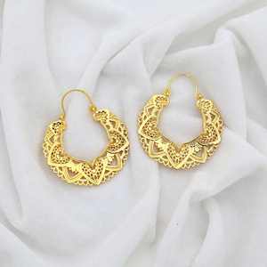 18K Gold Plated Brass Material Boho Festival Jewelry <b>Fashionable</b> Tribal Ear Jewellery Hoop <b>Drop</b> <b>Earrings</b> for Women's Party Wear - Product Image 5