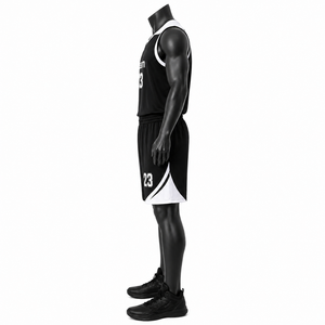 Uniforme de baloncesto personalizado para hombre, camiseta negra sublimada, pantalones cortos de malla transpirable, kit de equipo con nombre personalizado - Product Image 4