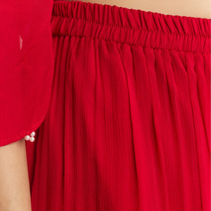 Traje Palazzo asimétrico Chinon rojo con bordado, venta al por mayor, Ropa Étnica para mujer, proveedor de fábrica de ropa OEM personalizado - Product Image 6