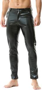 กางเกงหนังแท้ผู้ชายสไตล์พังก์ กางเกงยีนส์ทรงคินค์ กางเกงบลัฟฟ์ กางเกงไบค์เกอร์ กางเกงหนัง - Product Image 5