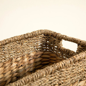 Combinación de algas marinas tejidas a mano ecológicas 100% con cesta de almacenamiento de jacinto de agua con asas para decoración y organizador del hogar - Product Image 3