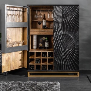 ใหม่แนวโน้มสี่เหลี่ยมผืนผ้ารูปไม้มะม่วงสีดำไม้ตู้บาร์พร้อมขาตั้งเหล็กสำหรับห้องนั่งเล่นและบาร์ - Product Image 3