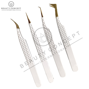 Concept de beauté Service OEM écologique Pince à cils en acier inoxydable Collection or blanc de haute qualité avec embouts pointus - Product Image 6