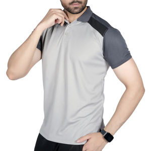 Polo pour homme gris et noir à manches courtes, vêtements de sport élégants, confortables, de haute qualité, tissu respirant, haut décontracté tendance - Product Image 2