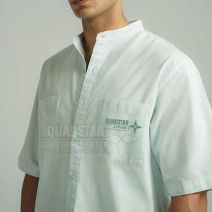 เสื้อเชิ้ตผู้ชายคอตั้งติดกระดุม ระบายอากาศได้ดี ดีไซน์ปรับแต่งได้ ผลิตจากผ้าฝ้าย 100% เป็นมิตรกับสิ่งแวดล้อม และแห้งเร็ว - Product Image 5