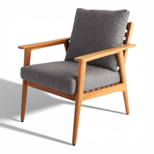 Fauteuil de jardin minimaliste en teck, chaise d'extérieur rembourrée avec coussin moelleux, siège de salon de patio - Product Image 2