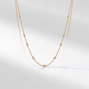 Collar de Cadena de Eslabones de Platino y Oro Sólido de 14K, Joyería Fina de Lujo Unisex, Diseño Minimalista Elegante OEM - Product Image 5